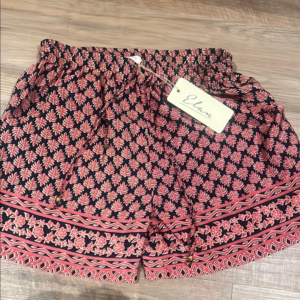 Elan High Waist Black and Pink Geometric Shorts NWT